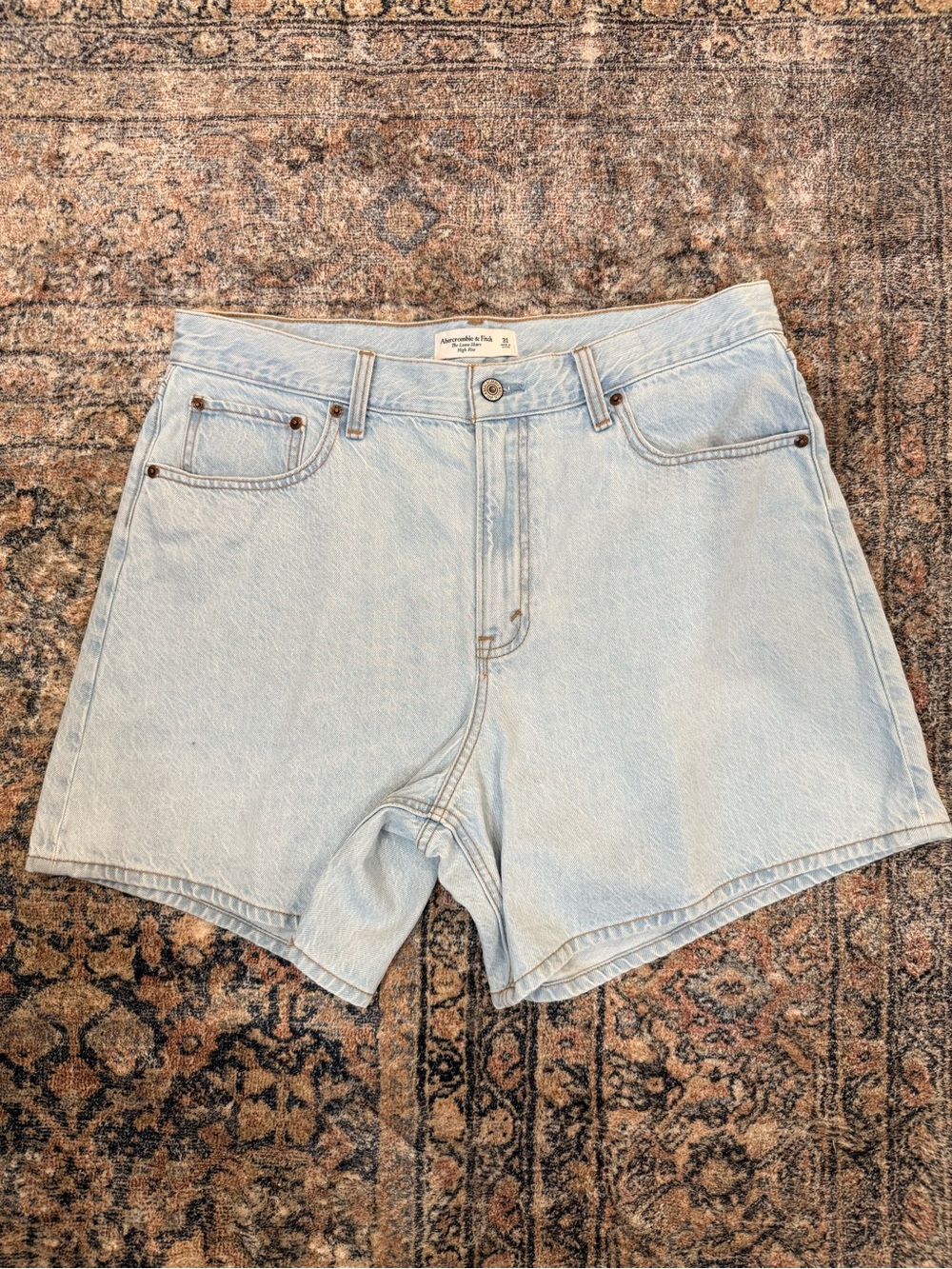 Abercrombie & Fitch Light Blue High-Rise Denim Shorts
